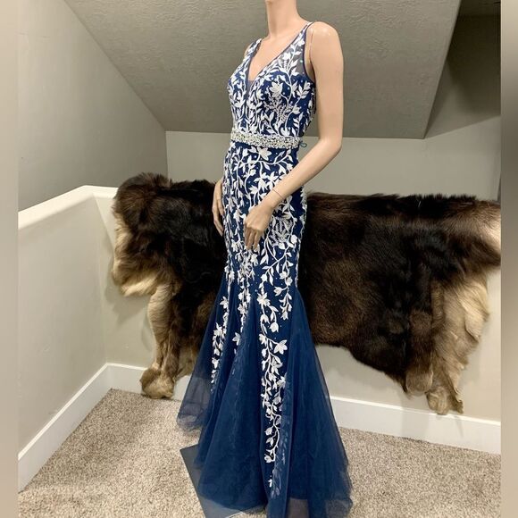 Custom Made Embroidered Lace and Exquisite Beaded 
& Sequins Mermaid Gown - Picture 9 of 17